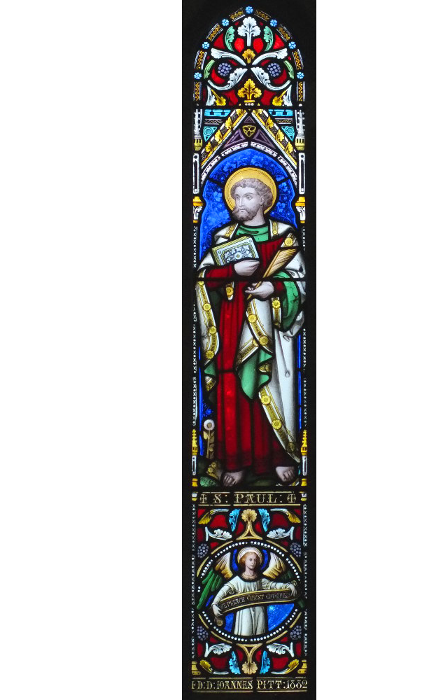 Bosbury church stained glass window in the north wall of the chancel